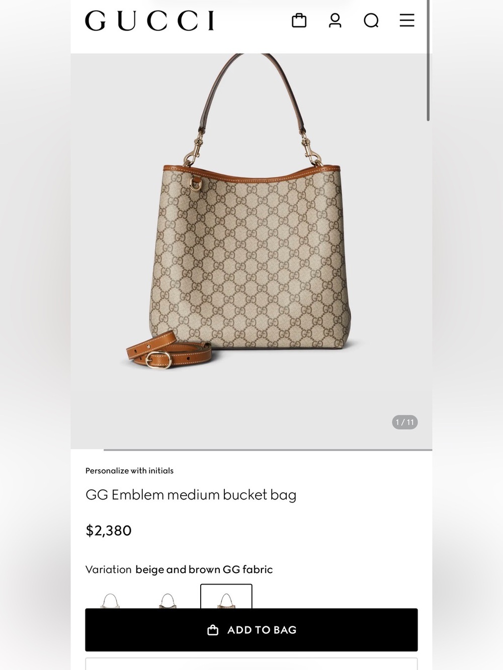New! Gucci GG Emblem medium bucket bag - Picture 3 of 3